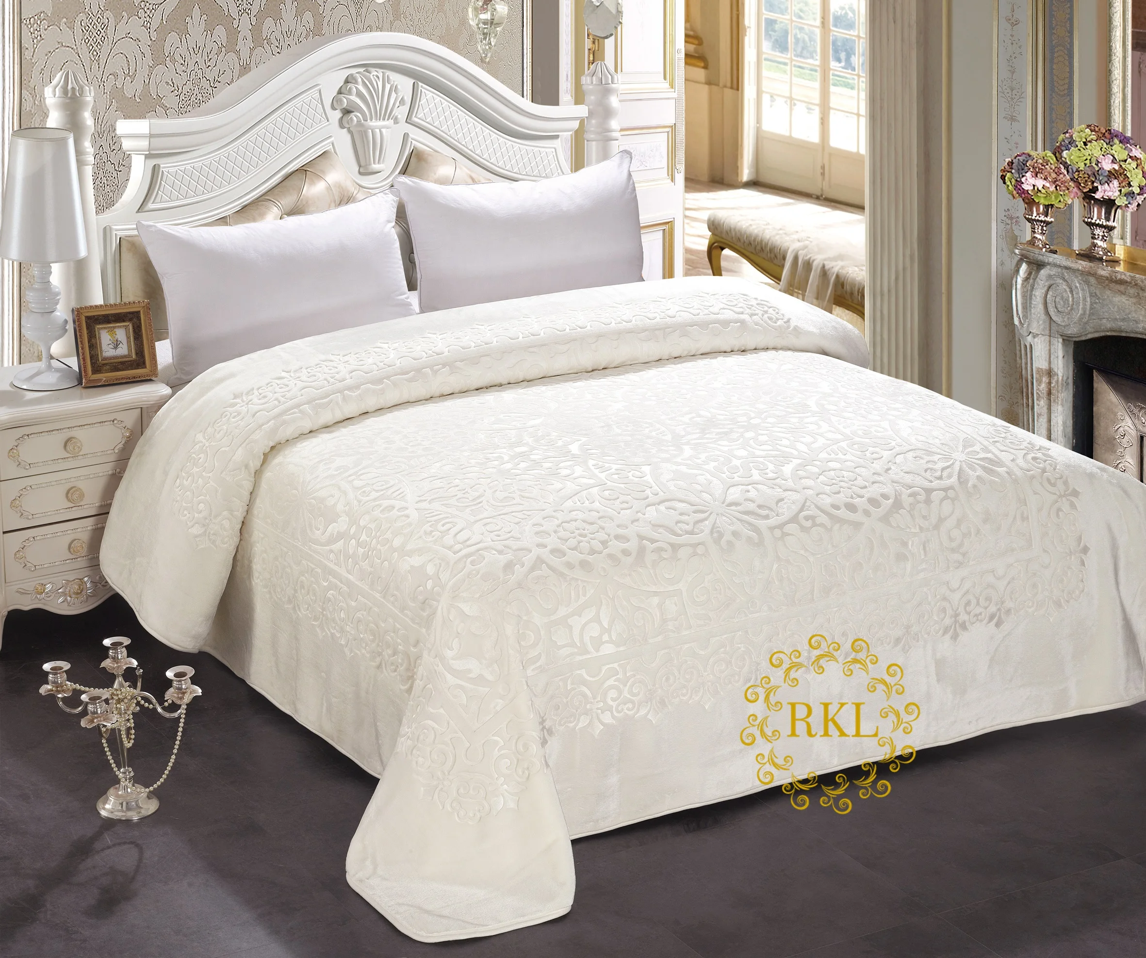 Wholesale Plain Super Soft Polyester Korean Raschel Blanket Embossed Mink Raschel Blankets