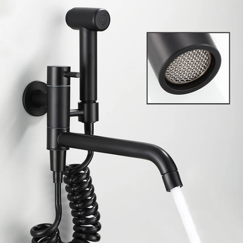 Black Handheld Toilet bidet sprayer set Kit Brass Hand Bidet faucet for Bathroom hand sprayer shower head self cleaning