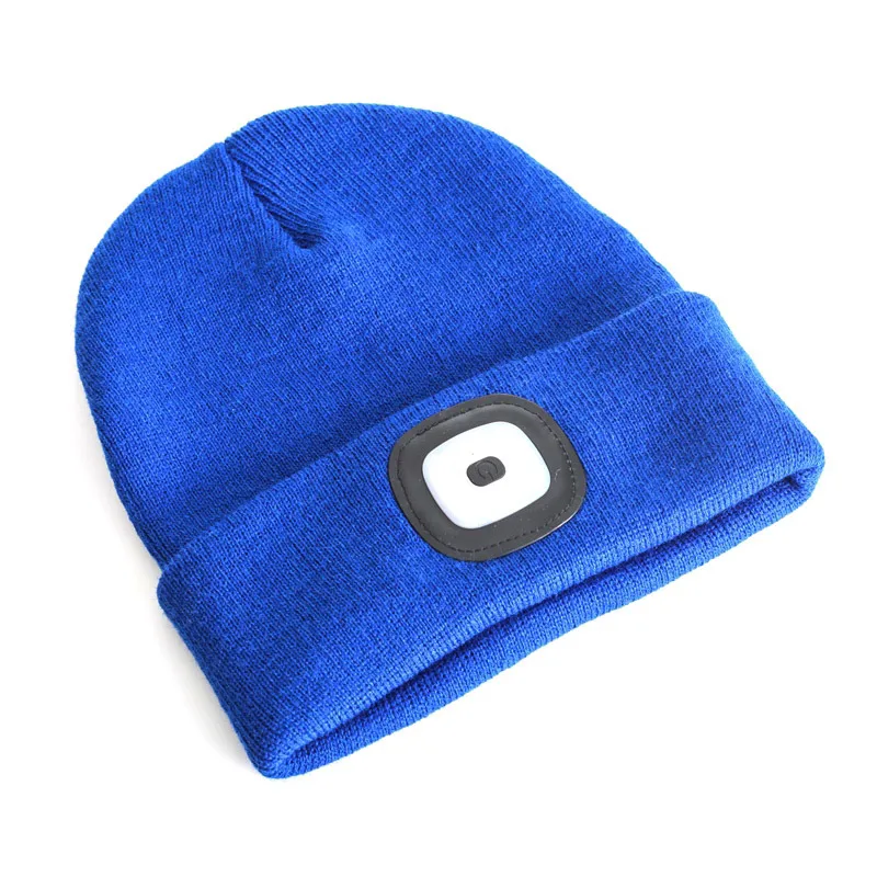 Unisex Rechargeable LED Light Beanie Brightness Headlamp Winter Warm Knitted Hat Outdoor Running Hiking Camping Ice Fishing