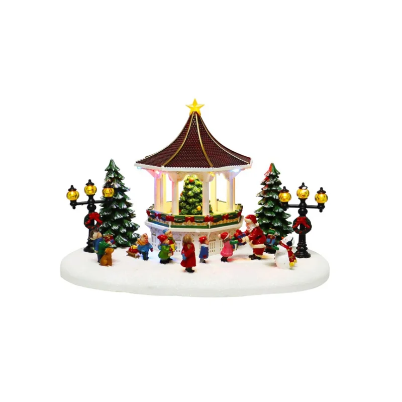 Polyresin/Resin christmas village Moments in Time Christmas Village 30 pc Set, with LED Lights, Battery Operated (not Included)