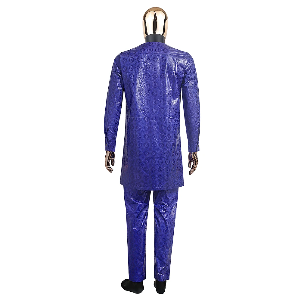 H & D  African Clothes for Men Top Pant 2 Pieces Set African Men Outfit Riche Embroidery Shirt With Trouser Rich Bazin Original