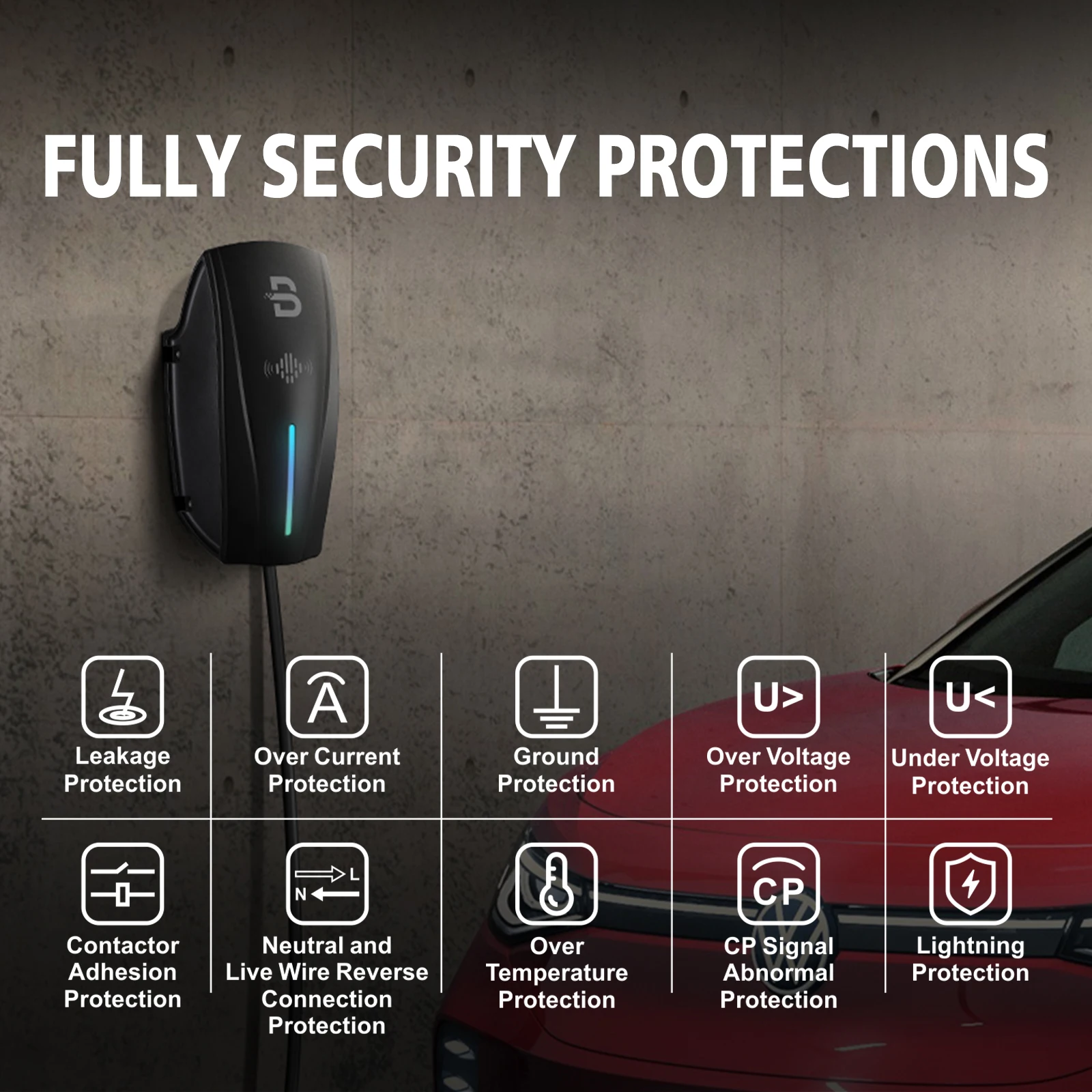 BNEY однофазный 230 В настенный 32 А 7 4 кВт радиочастотный Уровень 2 Wifi умный дом AC EV зарядное устройство с DLB
