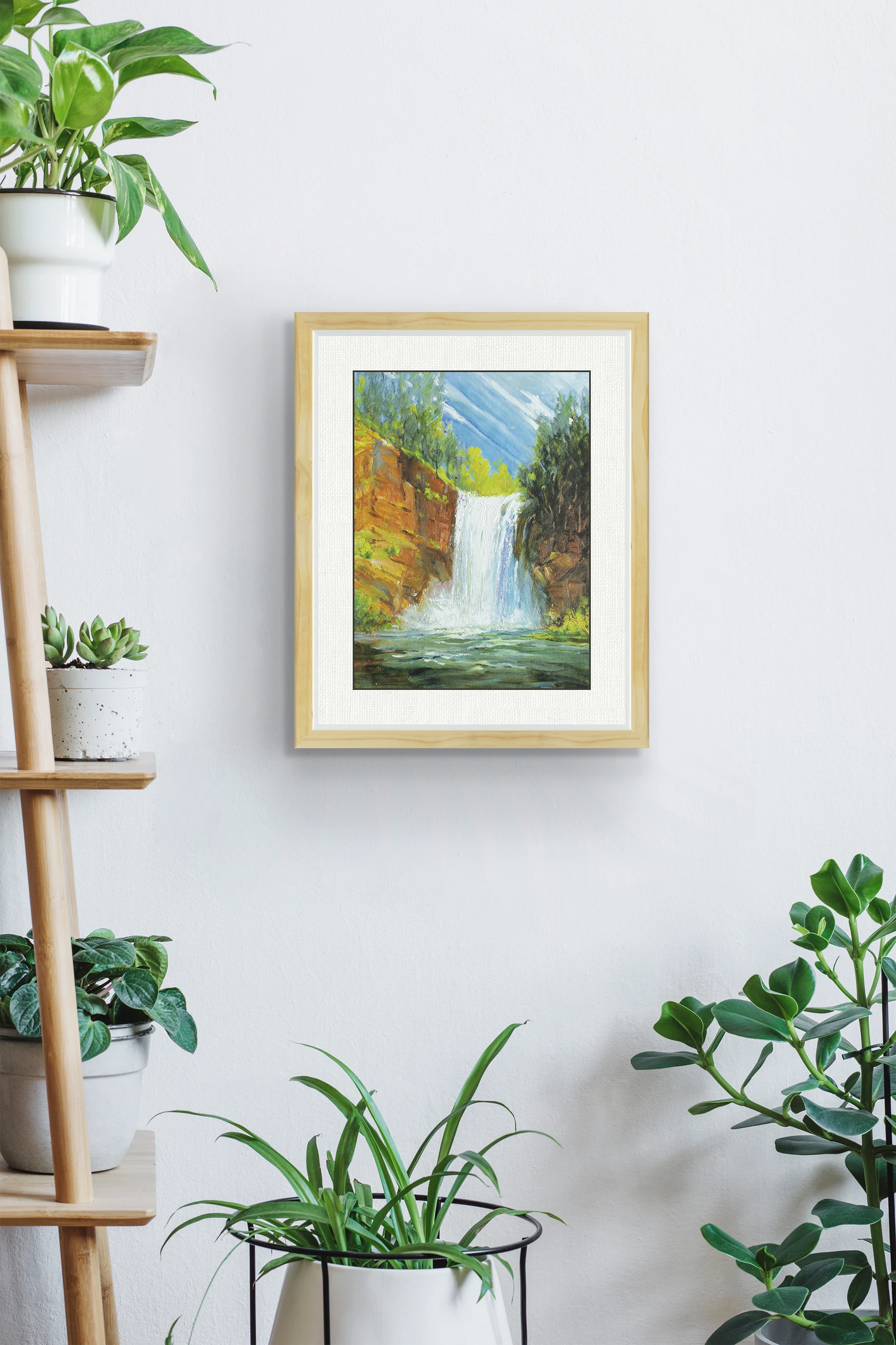 Waterfall 3D Giclee Print painted abstract oil painting for living room wall,Home office decor