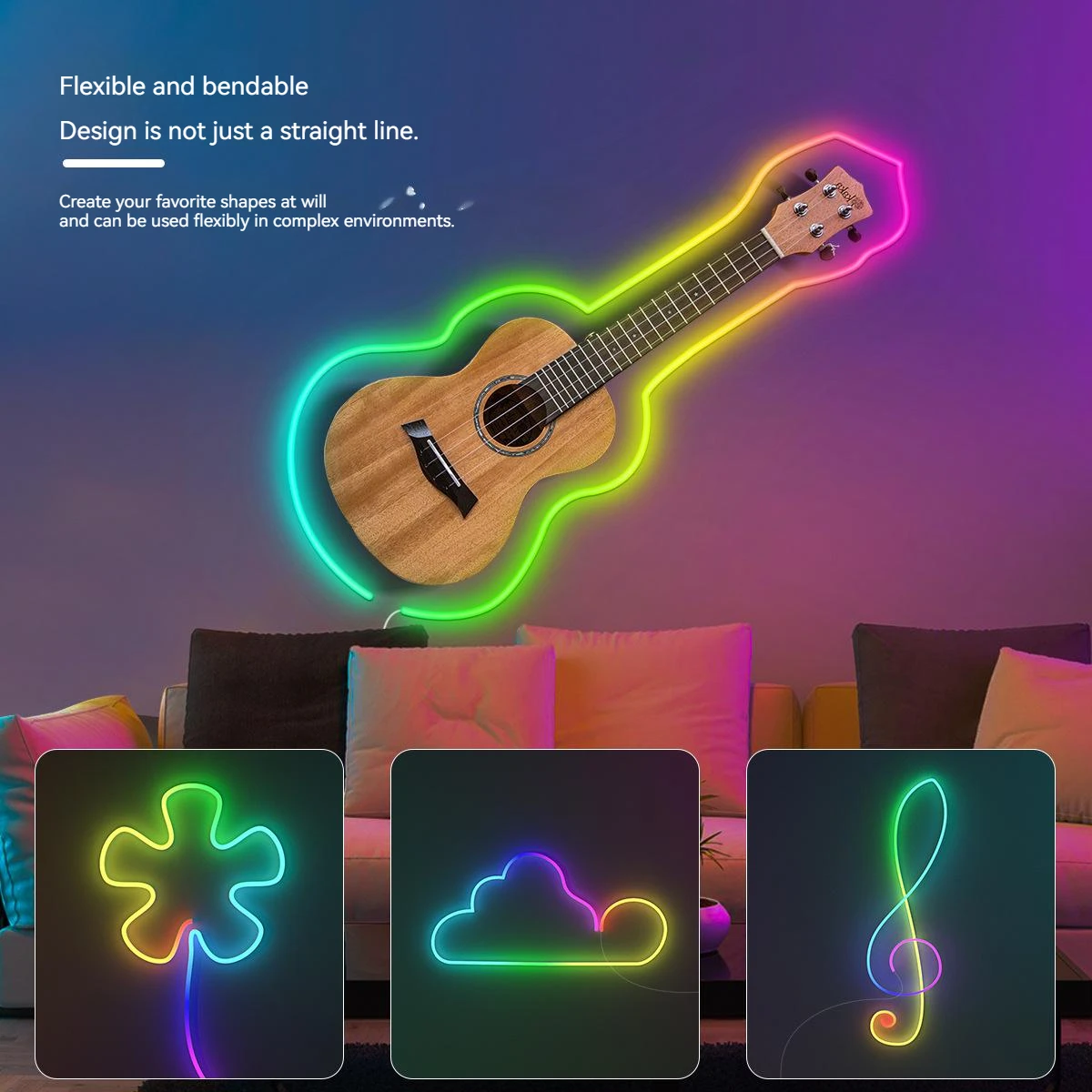 IP67 WIFI Smart Silicone LED Neon Light Strip with Bluetooth Music Remote Control Marquee led stripe