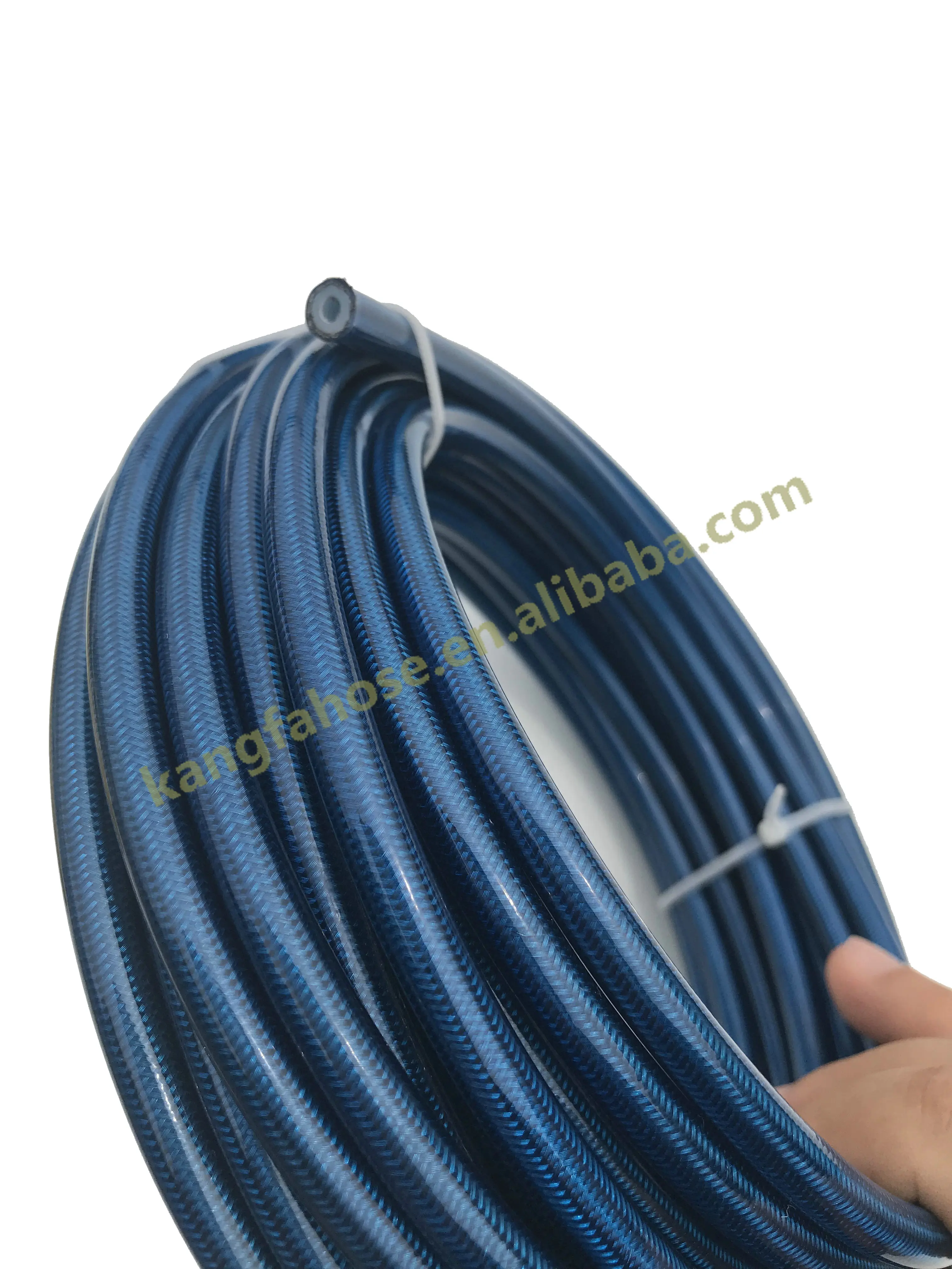 AN3 3AN Stainless steel braided PU/PVC coated nylon hydraulic brake oil fuel line hose
