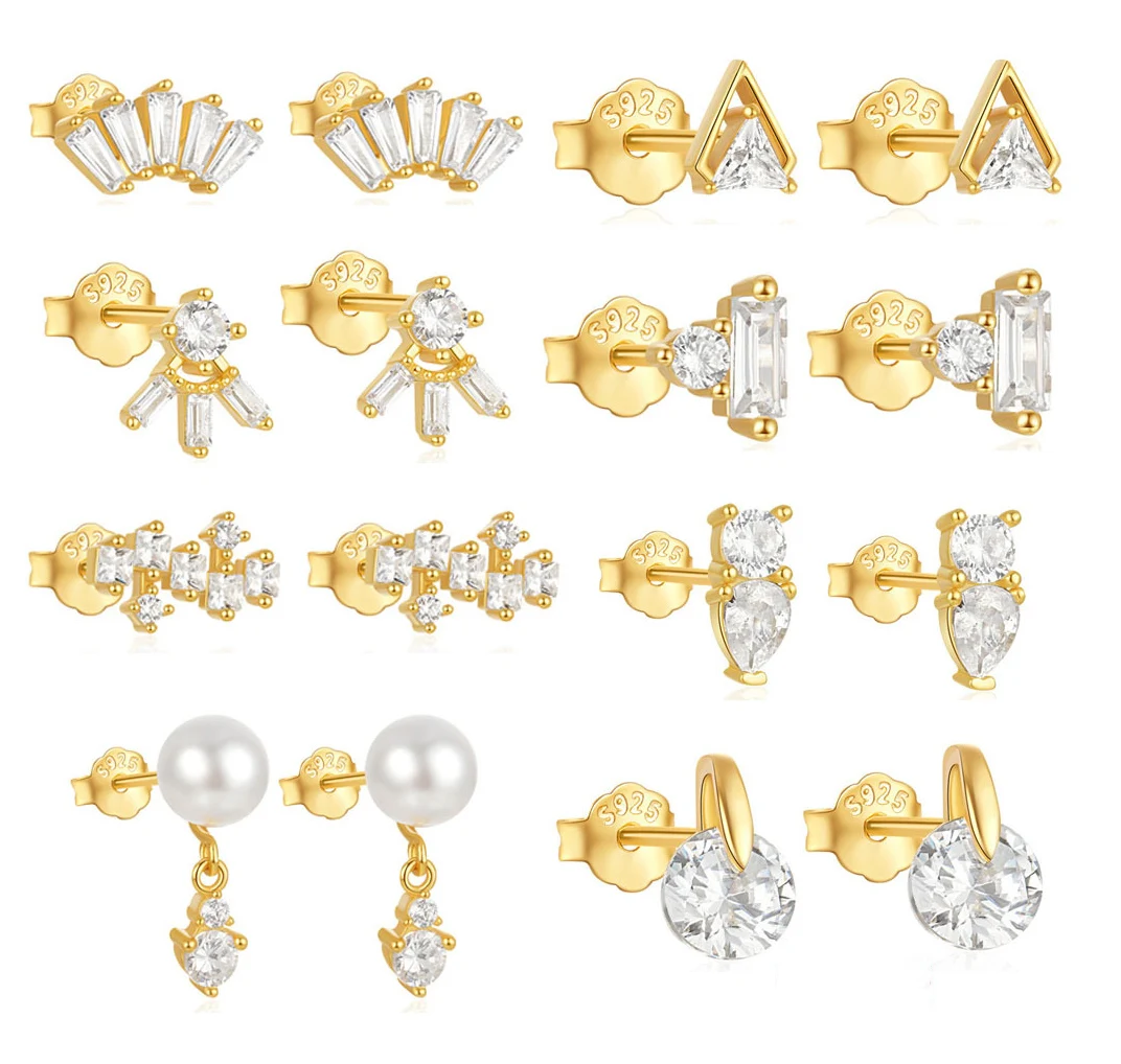 Glowluxe Fashion Earrings Jewelry 925 Sterling Silver Zircon Pearl Stud Earrings For Girls
