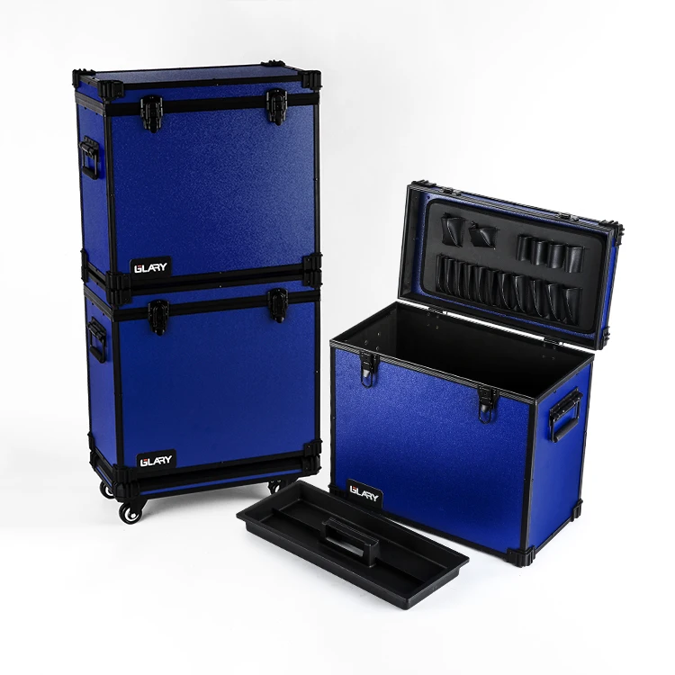 GLARY high quality tool case boxs with wheels scratch prevention steady case box for tools and equipments with hold trolley