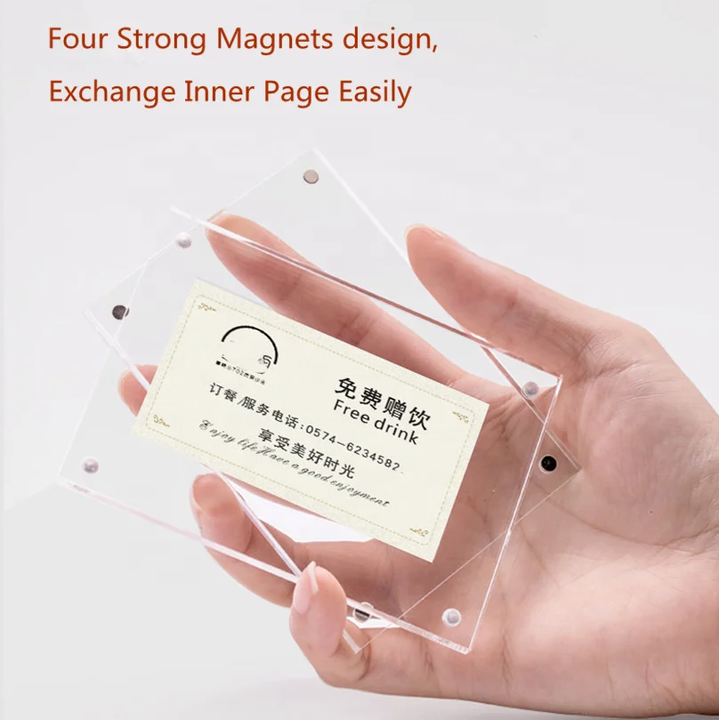 Counter Top Stand Magnetic Acrylic Price Tag Holder Frame with 3M Adhesive Tape