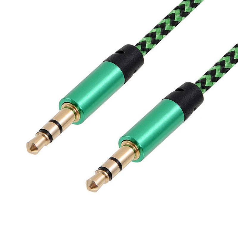 1m Nylon Aux Cable 3.5mm Plug Male To Male Jack Auto Car Audio Cable Kabel Line Cord For mobile phone MP3 tablet Xiaomi Computer