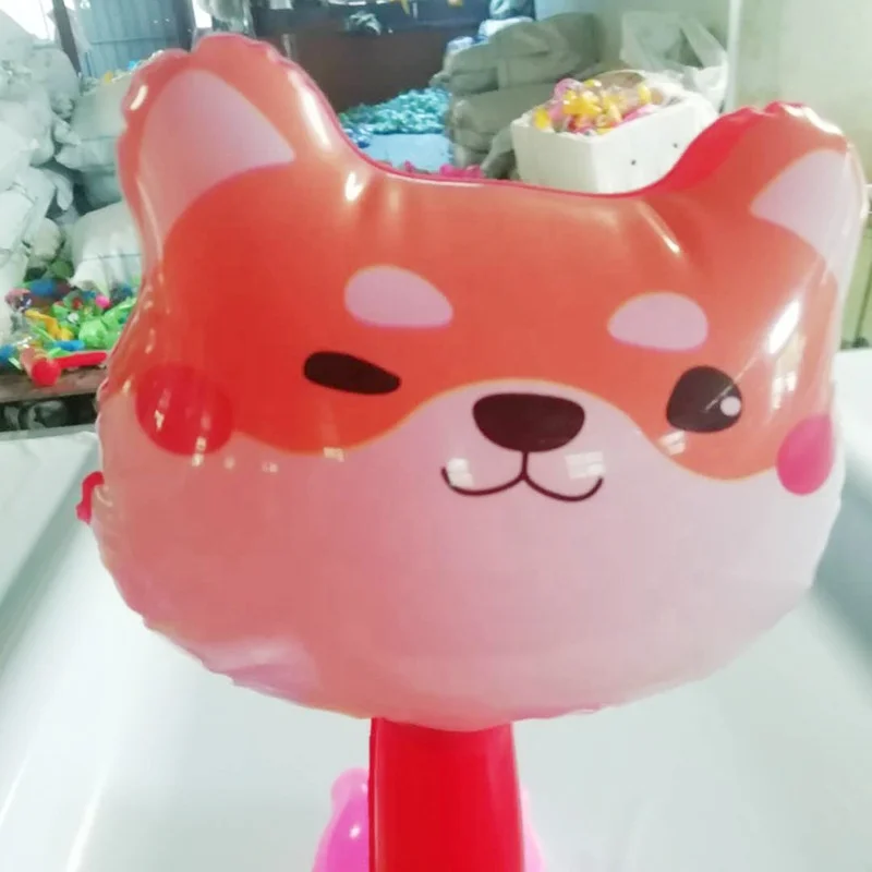 Manufacturer wholesale inflatable cartoon animal head long stick frog stick inflatable hammer toy game props