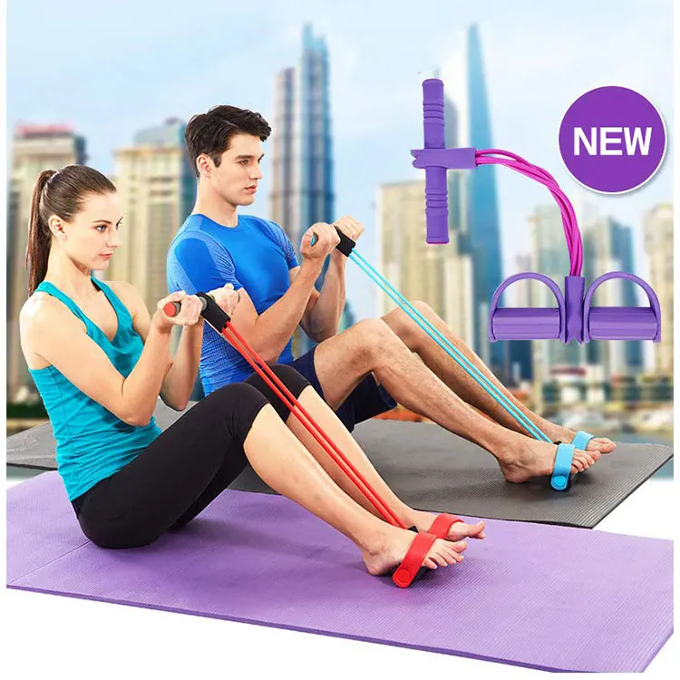 2019 New Product Foot Hand Portable Pedal Exerciser Body Building Resistance Band Tube Pull Exerciser With Pedaln