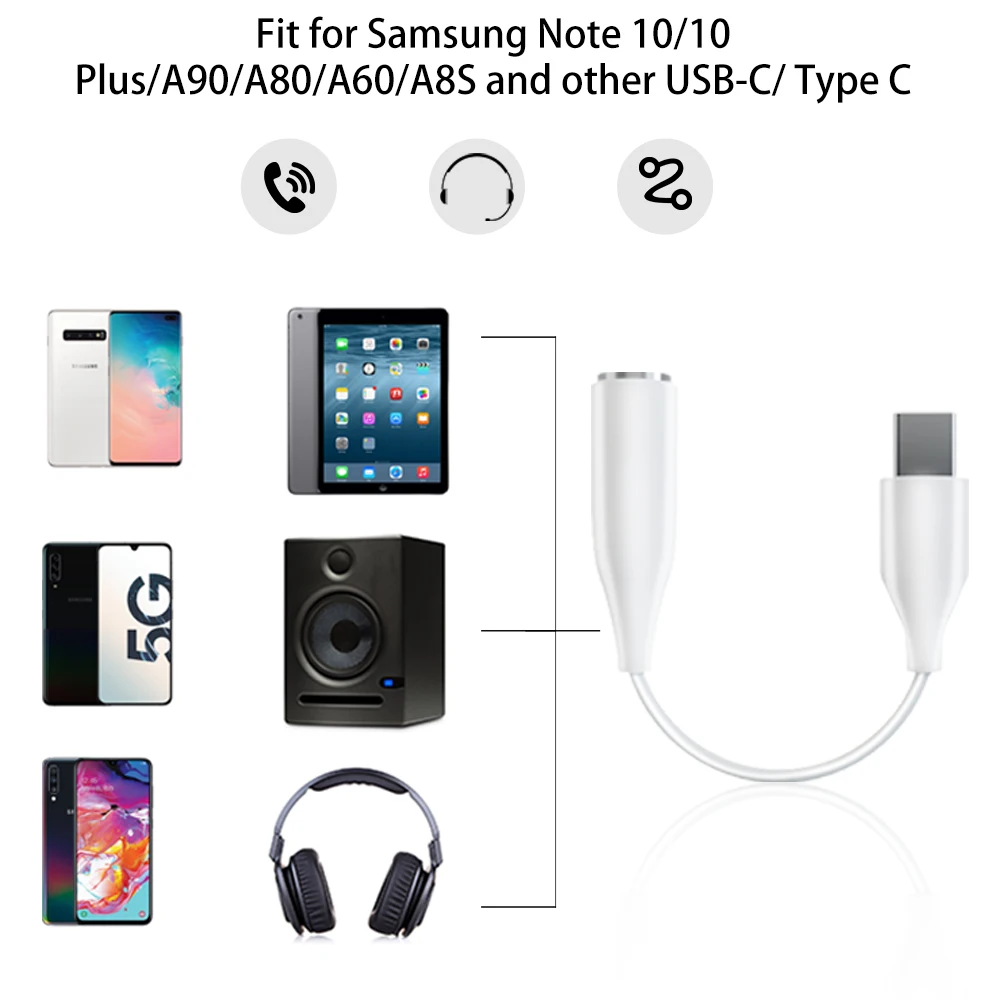  Адаптер для наушников с USB Type C на 3 5 AUX аудио кабель мм преобразователь Samsung S9 S8 Note 10