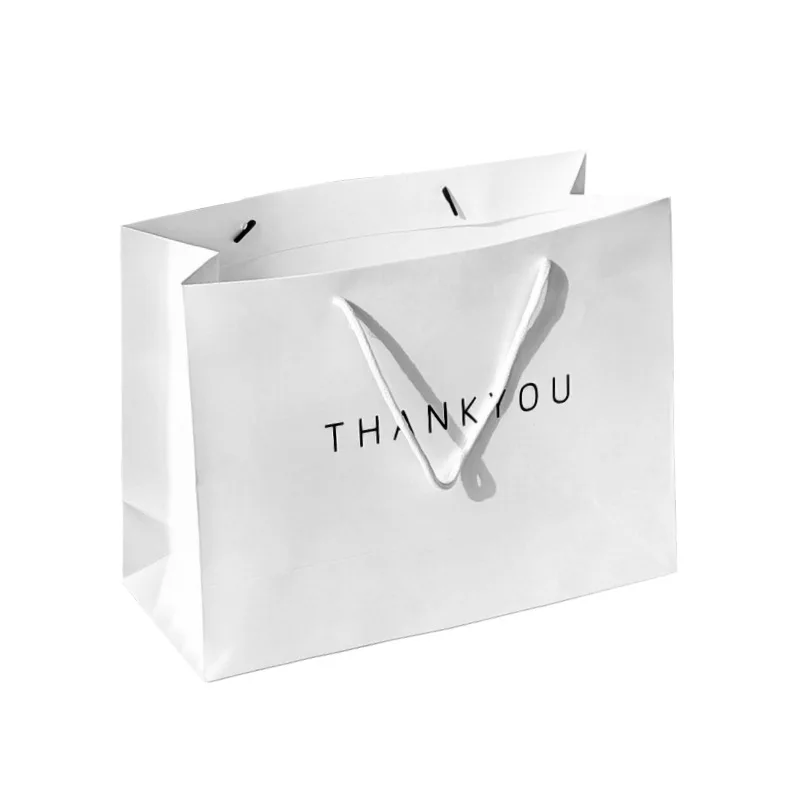Luxury Ribbon Handle White Cardboard Small Gift Packaging Bag Customized Printed Paper Bags Bolsas De Papel With Your Own Logo
