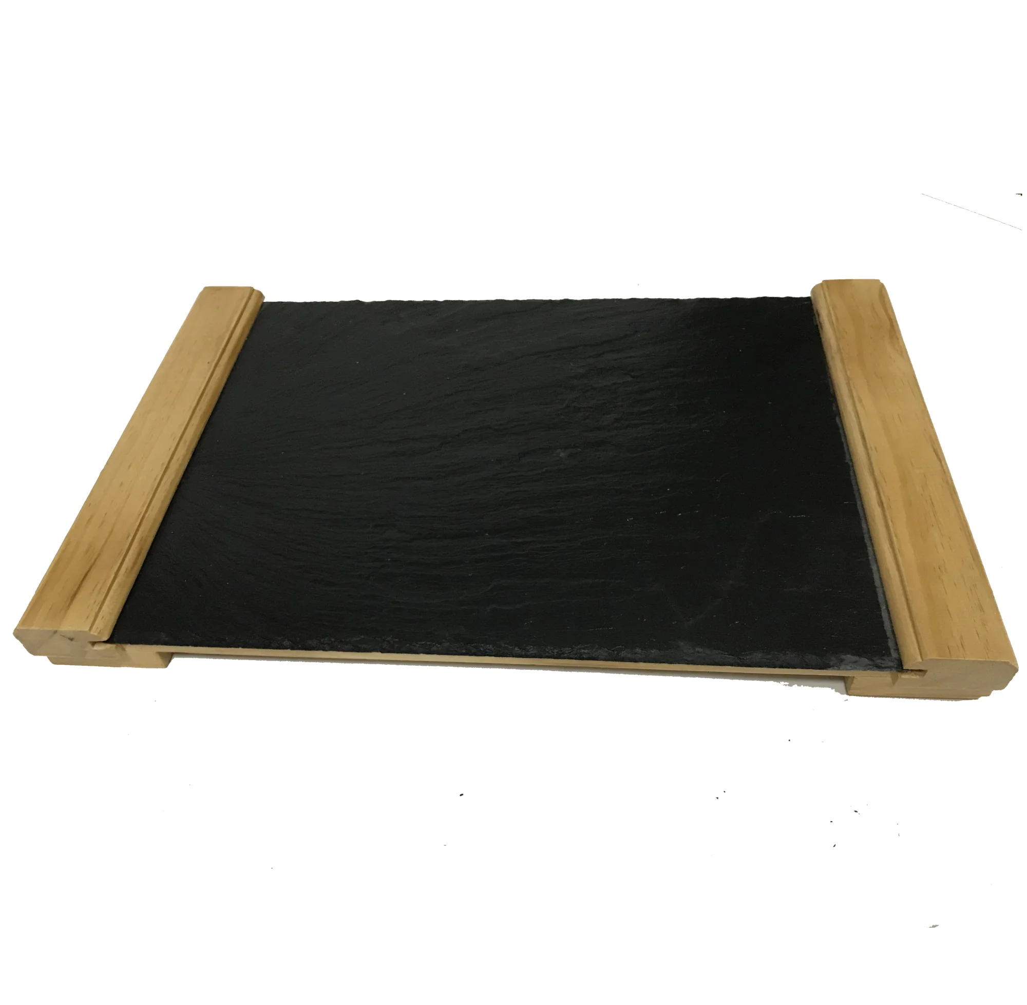 Безопасный натуральный сланец пищевого класса с деревянной прямоугольной сервировочной тарелкой для сыра, суши, набор черных сервировочных тарелок