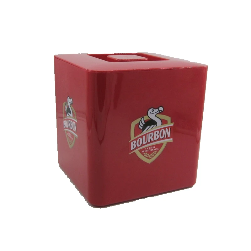 PS doublewall square plastic ice bucket with lid 10L