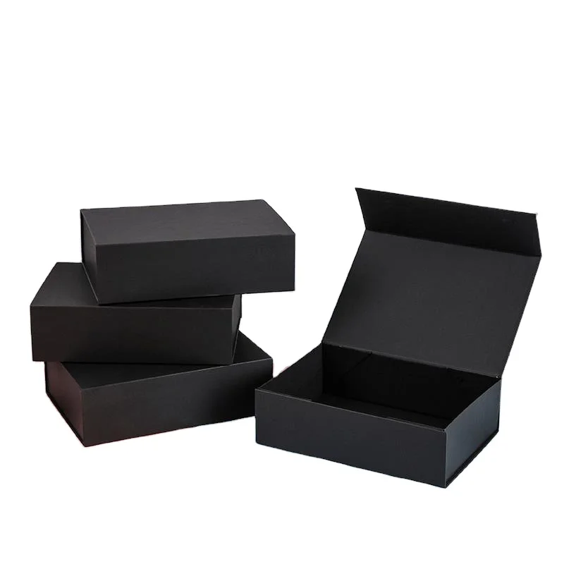 Luxury Gift Custom Mystery Sneaker Shoe Candle Storage Delivery Black Paper Cardboard Magnetic Folding Flat Rigid Packaging Box