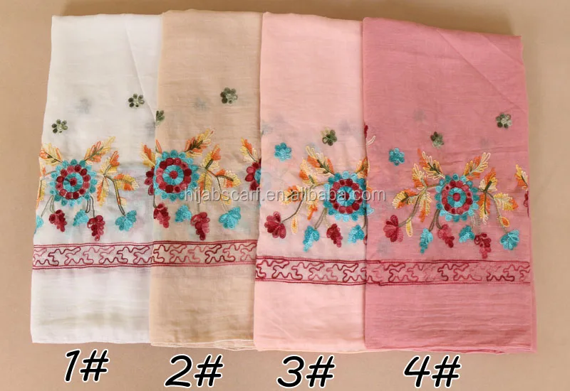 Модный женский головной платок с цветочной вышивкой из пашмины, хлопковый хиджаб, шаль, шарф