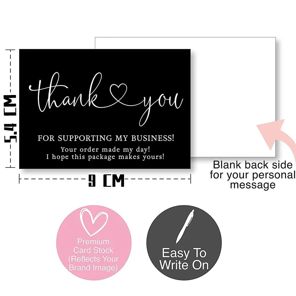 Custom Black Thank You Card for Business Thank You for My Small Business Card Thank You Business Cards
