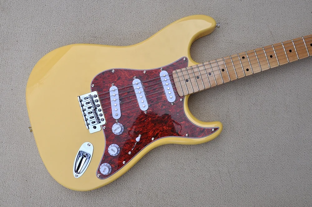 Flyoung Hot Selling Stringed Instruments Cheap Chinese Guitar Yellow Electric Guitar