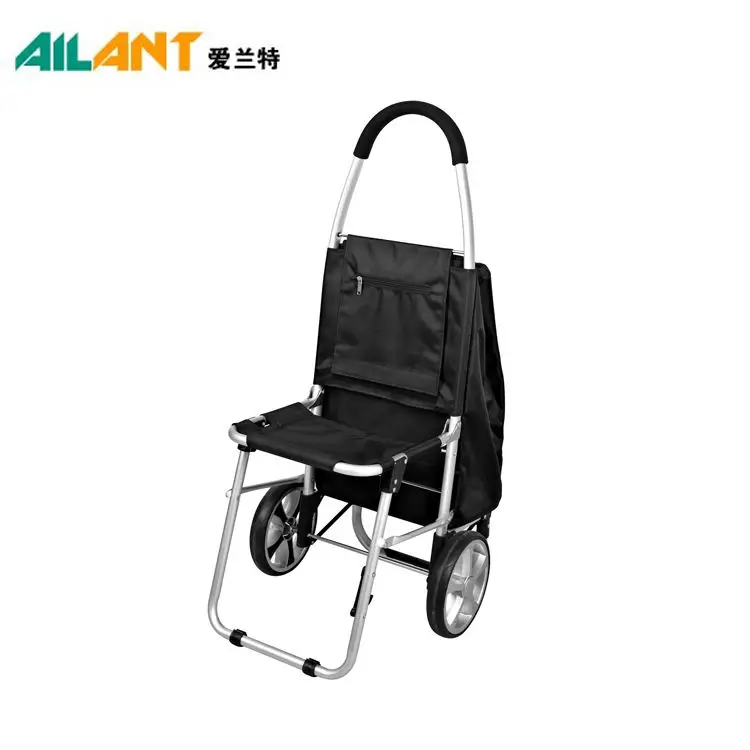 OEM Fashion Elder Kid Shopping Trolley With Seat Spain Trolley Shopping Cart Plastic