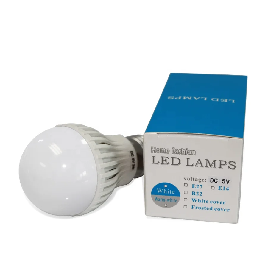 High Efficiency DC12V 5W LED Bulb Rechargeable Light E27 Solar dimmable Light Bulb 2000k-6500k for Home Use