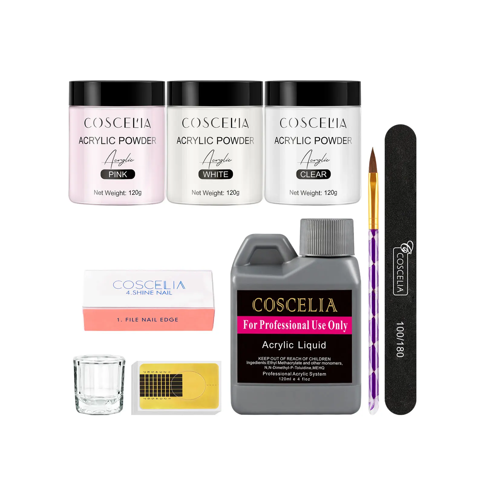 COSCELIA High Quality Fast Drying Nail Acrylic Dipping Powder Set Nail Dipping Powder Kit Colorful Gel Polish Private Label