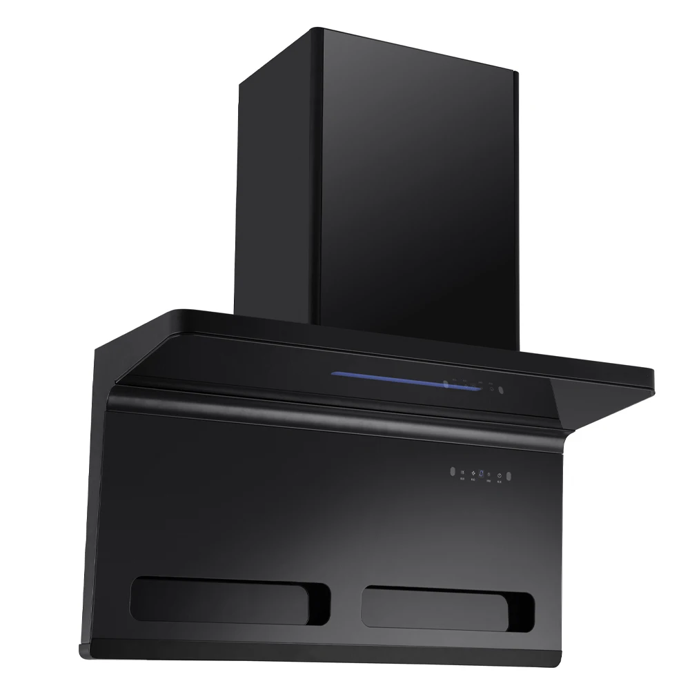 Gexiang Factory Home Wall Mounted Customized High Quality Windswept Black Kitchen Range Hood