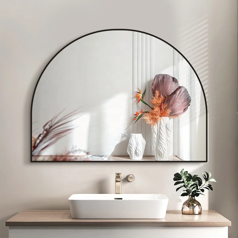 Large black Gold arch Metal framed Wall Decor Mirror bathroom mirror