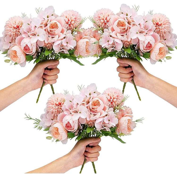 
Party Decor Arrangements Well Made Fake Silk Hydrangea Bouquet Plastic Artificial Flowers 