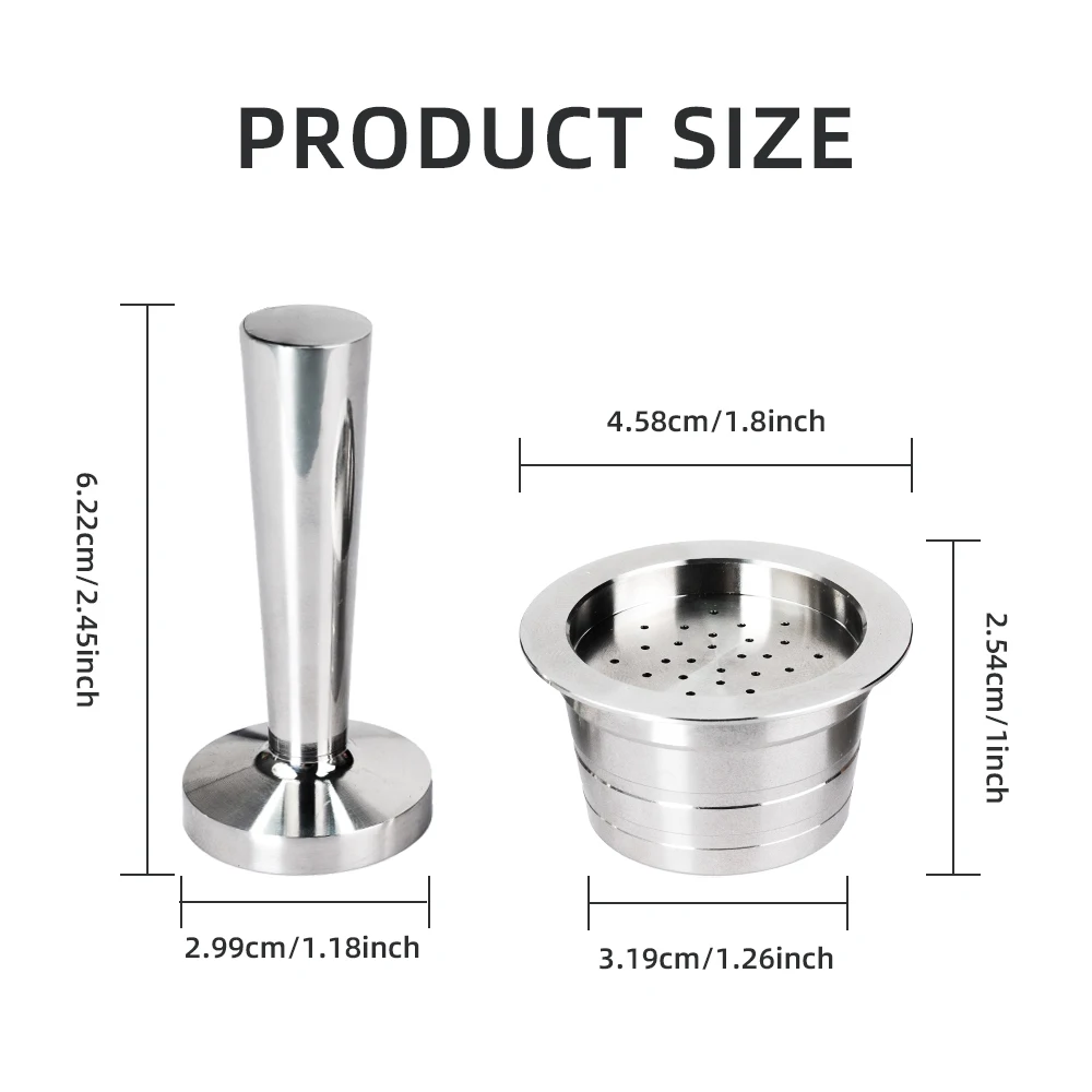 1Pod 1Tamper Wareset Wholesale Price Stainless Steel Reusable Coffee Capsule Pods Compatible with K Fee Brewers