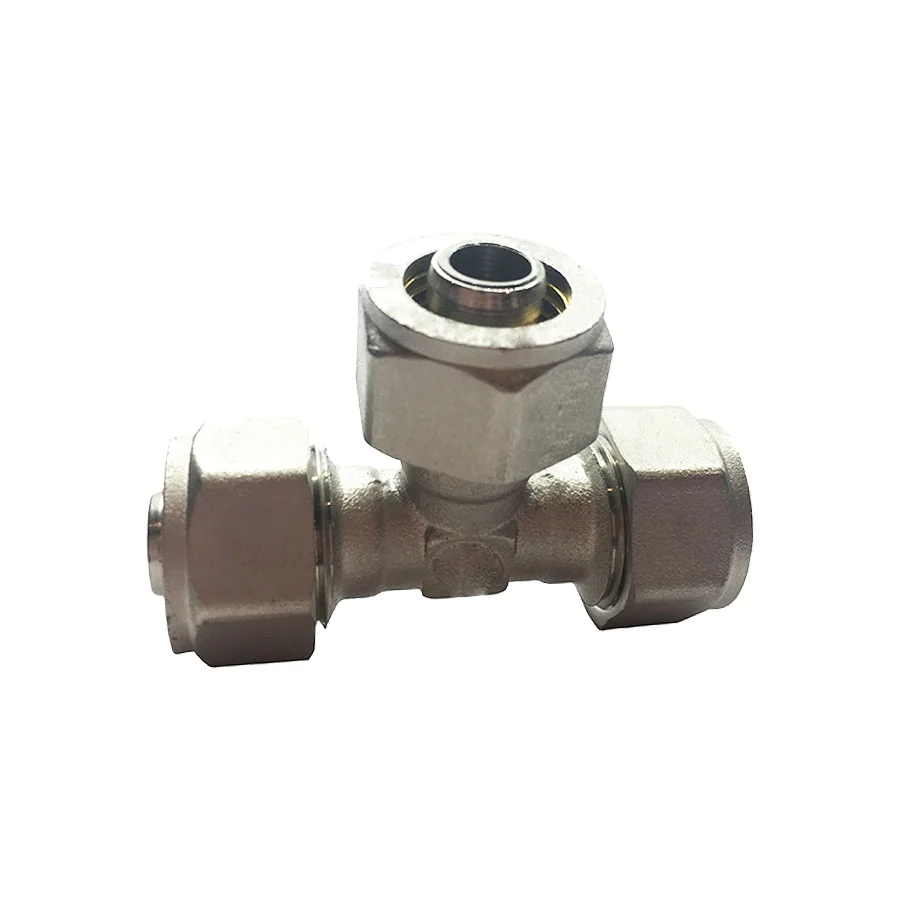 Nickel plated brass equal tee fitting