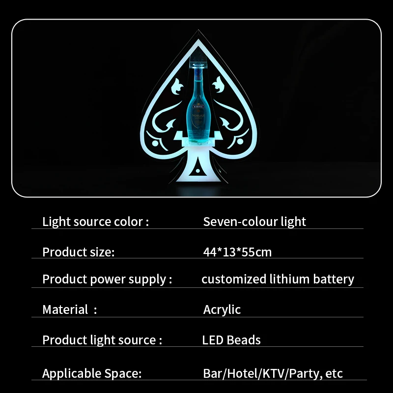 Led Bottle Glorifier Display liquor Bottle Customized Logo Led Bottle box Acrylic Bar Vip Serving Single Champagne Presenter