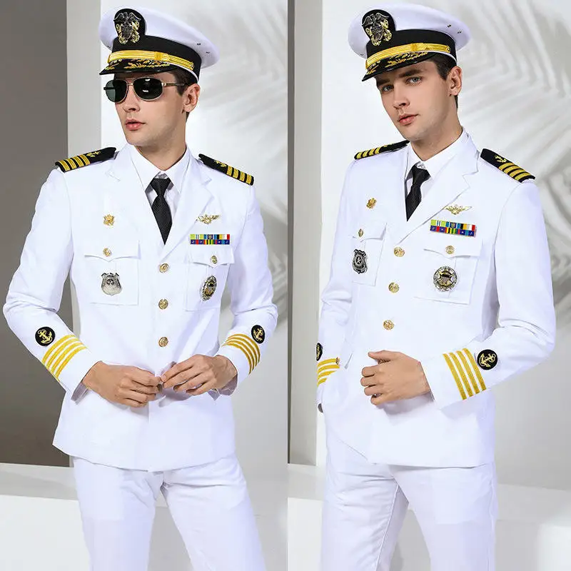 AI-MICH Quality Multifunction Pilot Aviation Uniforms Suit Gentleman White Gown Unique Simple Design Safety Clothing