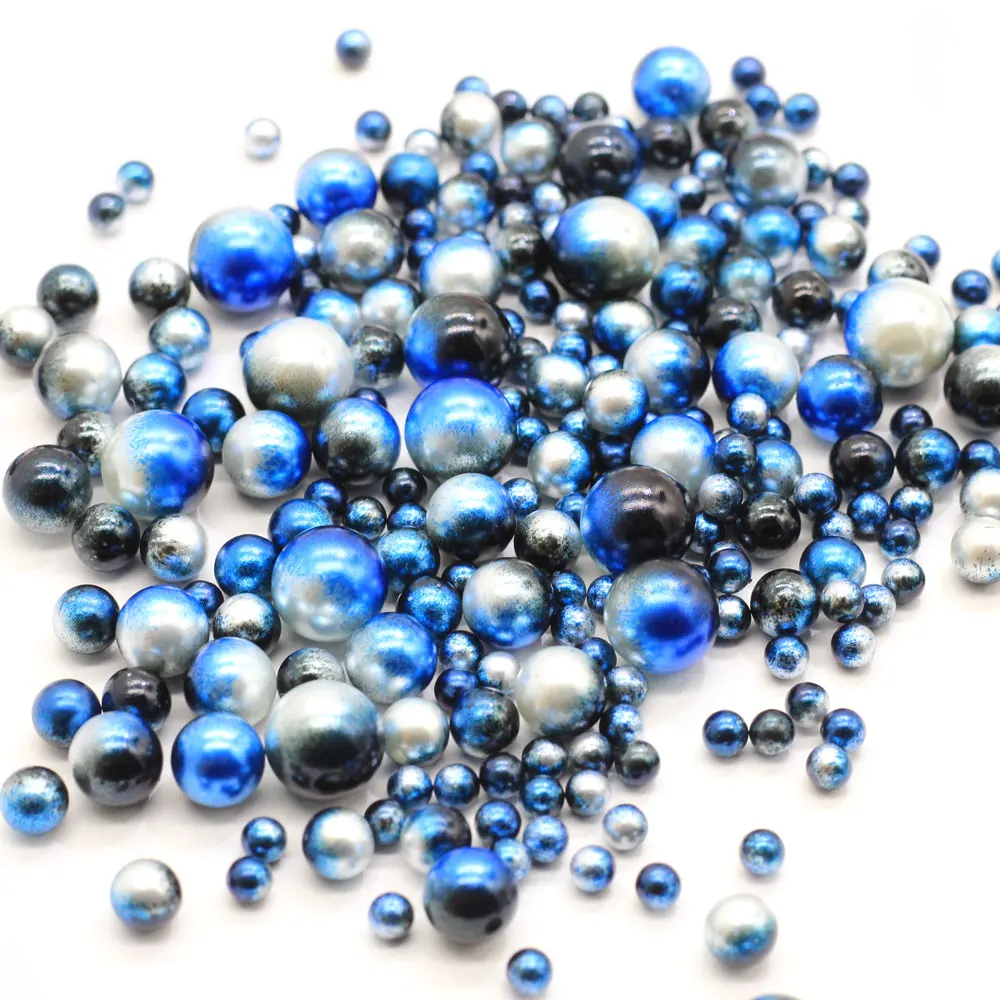 Mix Size Round Gradient Pearl Beads No Hole Aurora Pearls For Crafts DIY Sewing Jewelry Making Accessories Slime Material