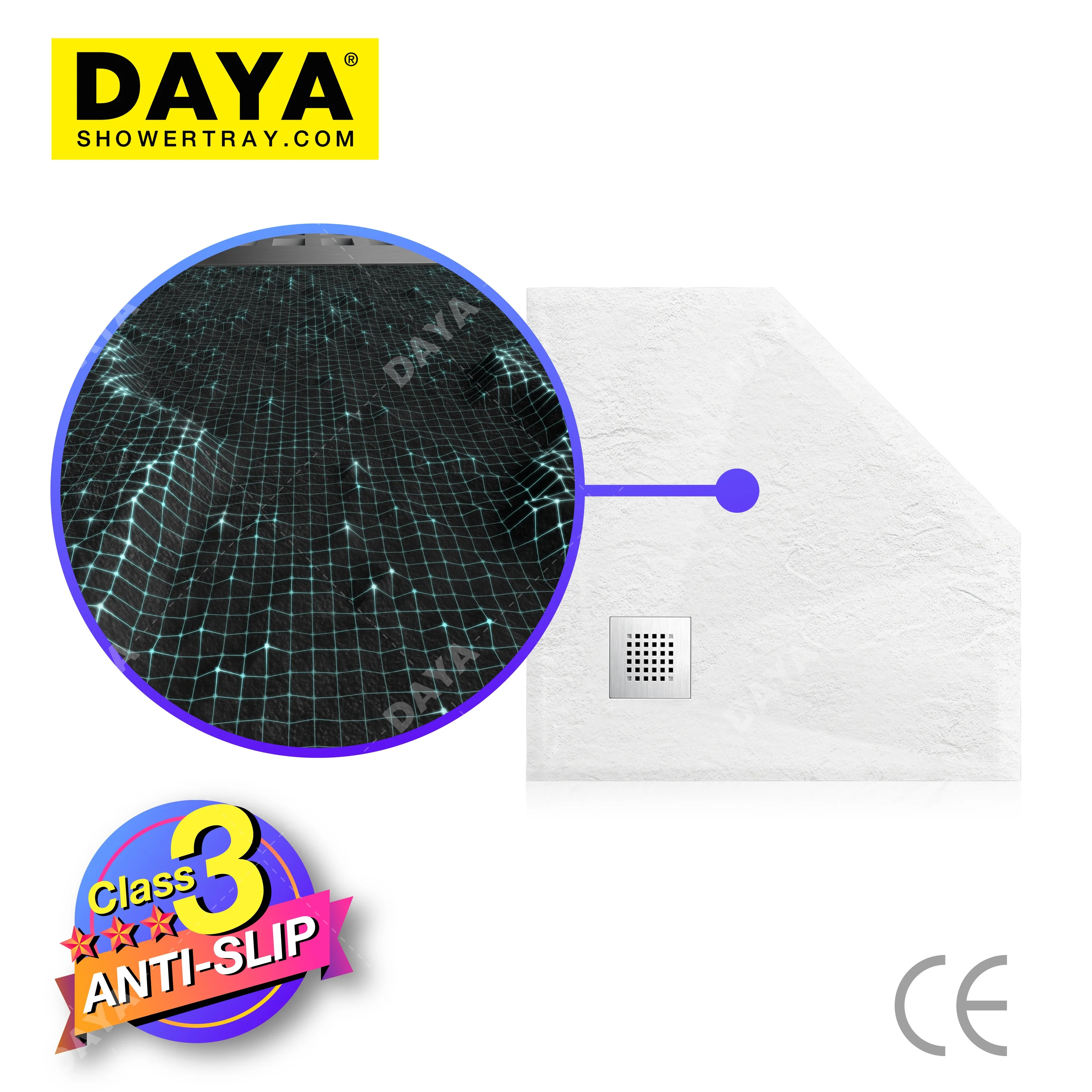 Pure white bianco slate stone resin fiberglass shower room piatto doccia shower tray