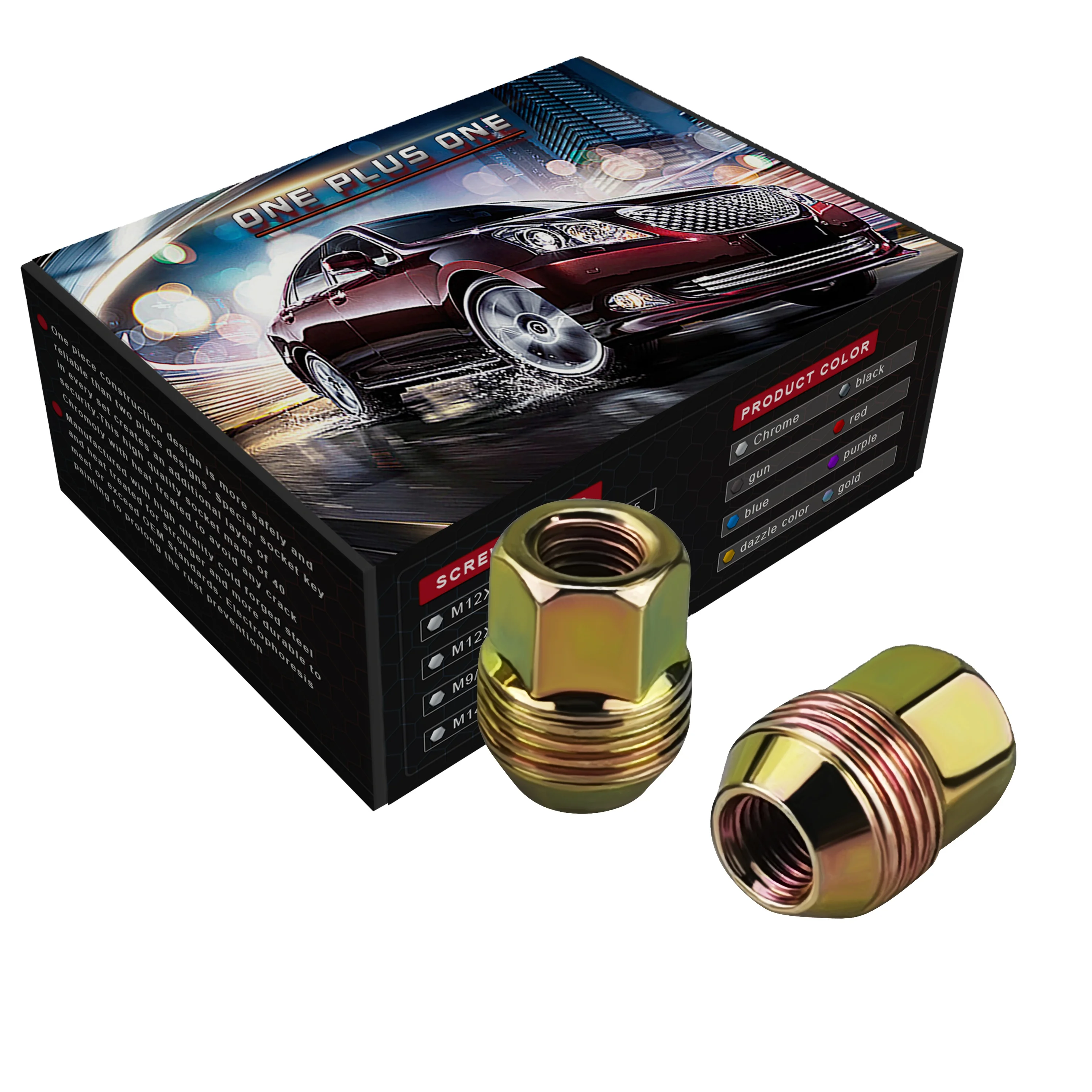 
YJY PTD13 HEX19 M14X1.5 auto parts yellow zinc car acorn WHEEL NUT 