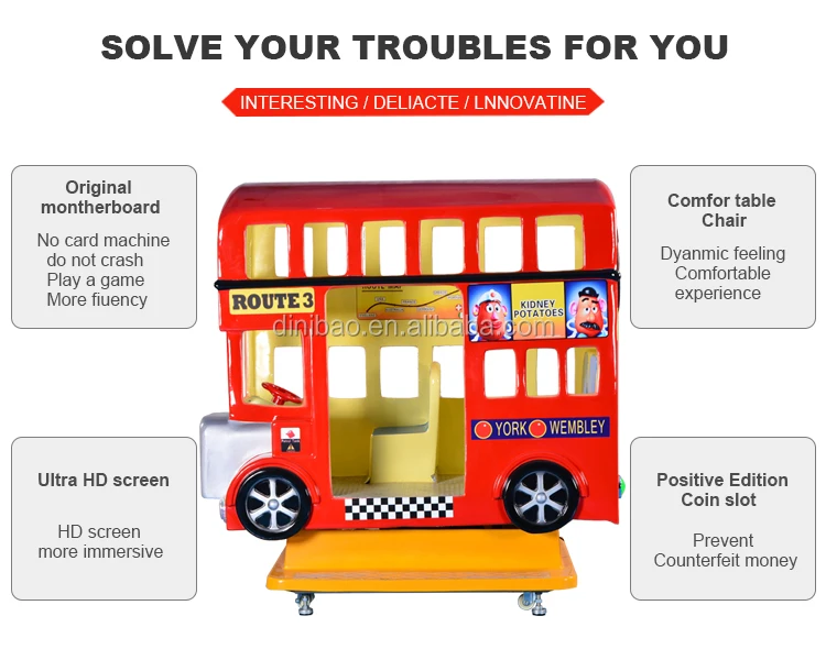 Factory Price Coin operated London bus game machine kiddie ride on car for children