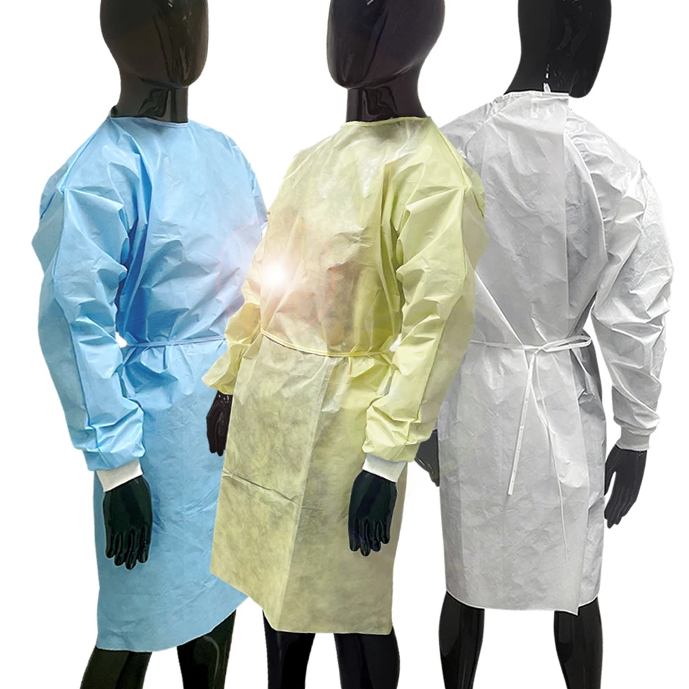 Hot Selling Cheap Wholesale Non Woven Disposable White Aami Standard Level 2 Gown For Adult