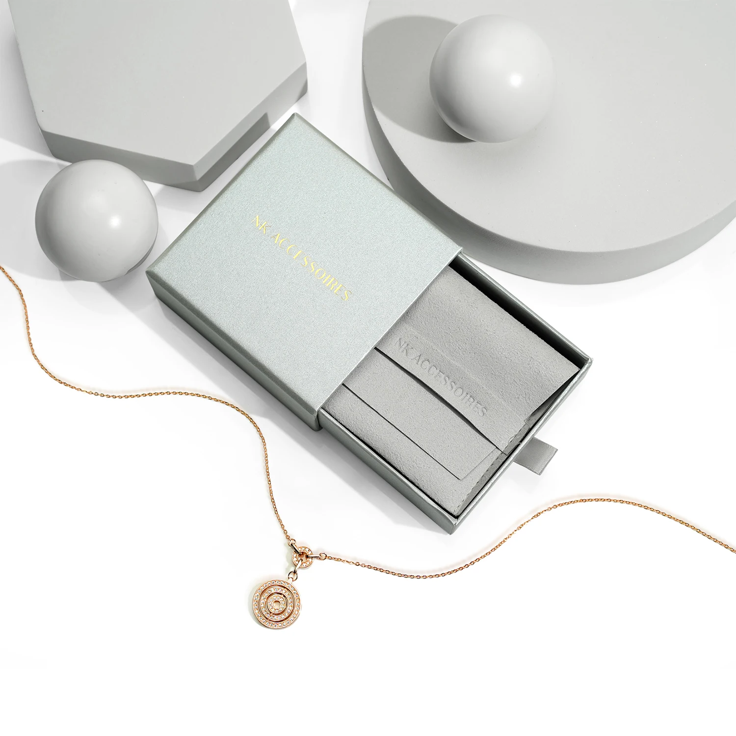 Custom own brand logo color and size cardboard sliding jewelry drawer package box with pouch