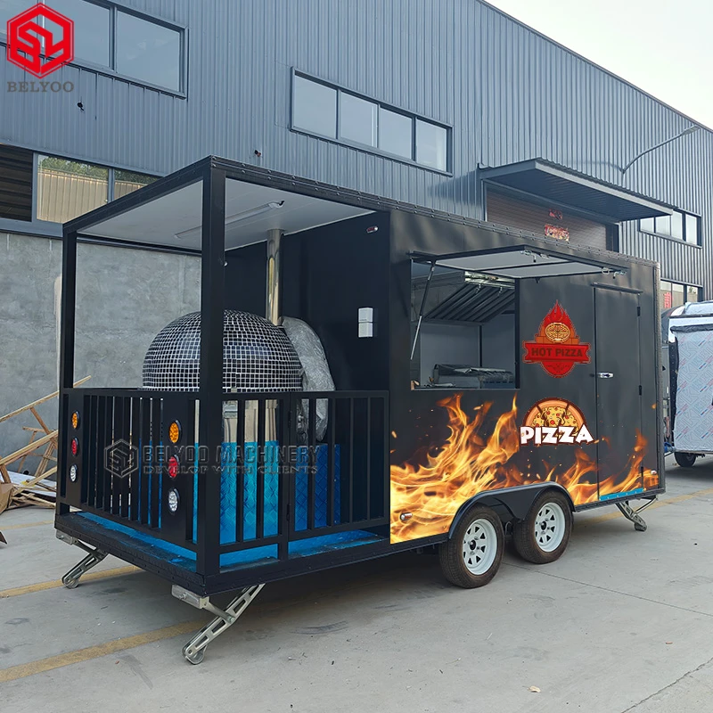 High End Pizza Concession Trailer with Professional Mobile Kitchen Custom Branding and Attractive Custom Logos
