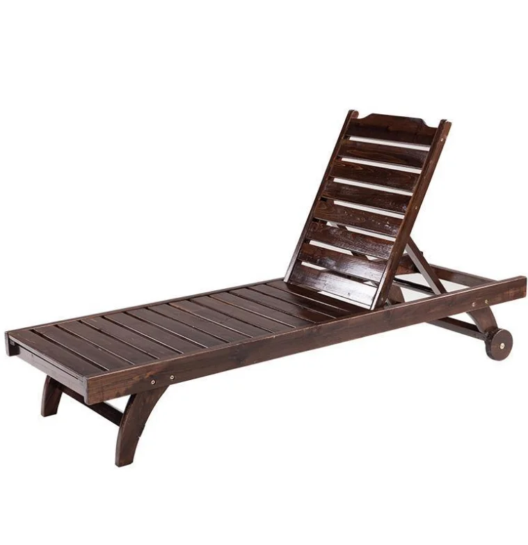 Outdoor Leisure Tanning Bed Wooden Sun Swimming Pool Folding Recliner Nordic Beach