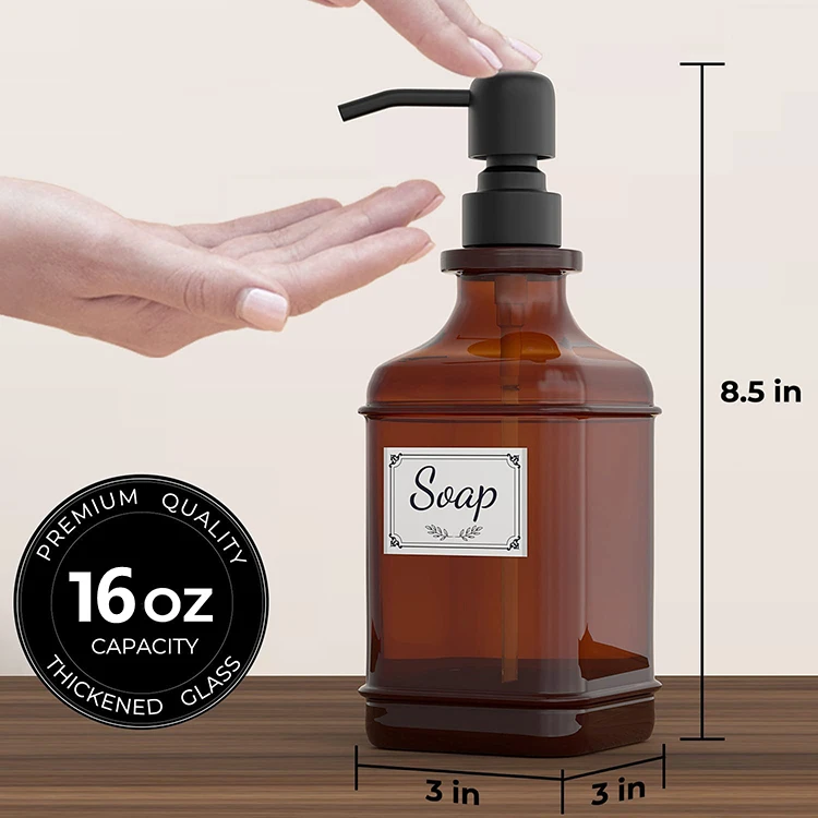 Best Quality Brown Glass Bottle 500ml Soap Dispenser Unique Packaging Liquid Shower Soap Bottles Shower