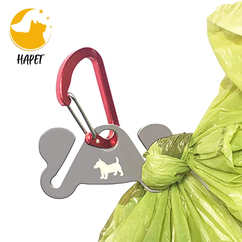 Dog Poop Bag Holder for Leash Durable Hand Free Holder Metal Carrier Waste Bag Knot for Waste Bag Dispenser Leash Attachment