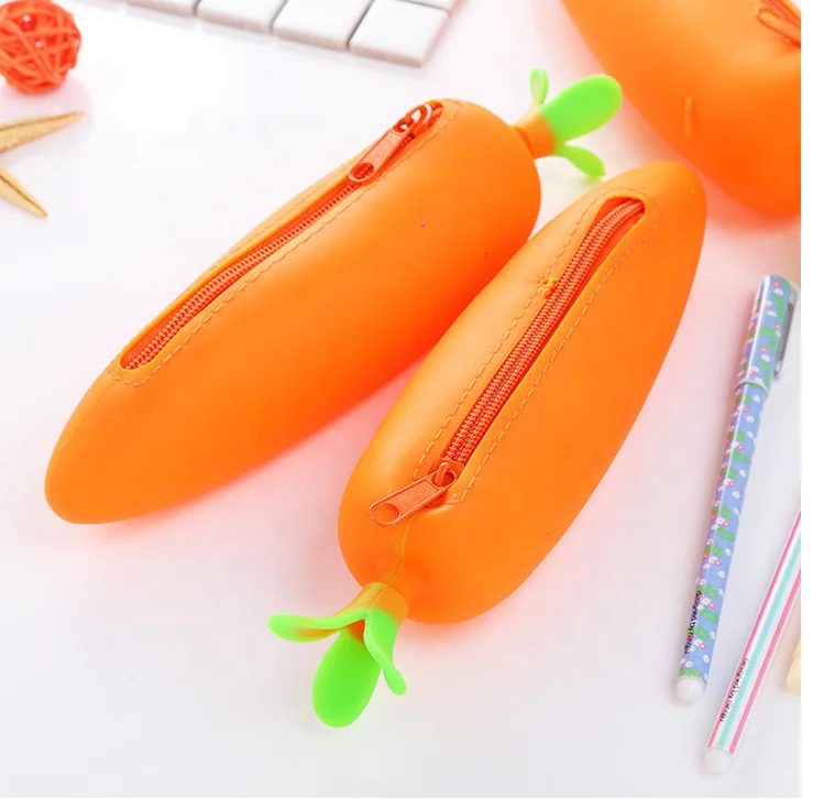 2022 new hot-selling vegetable and fruit shape silicone pencil case student large-capacity stationery storage bag