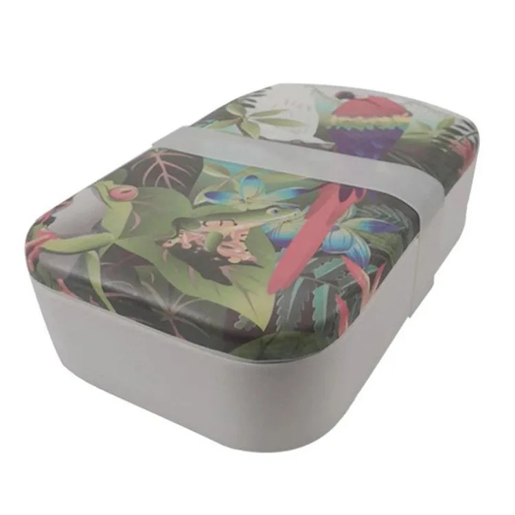 Eco friendly custom biodegradable leakproof bamboo fiber lunchbox lunch bento box with bamboo lid