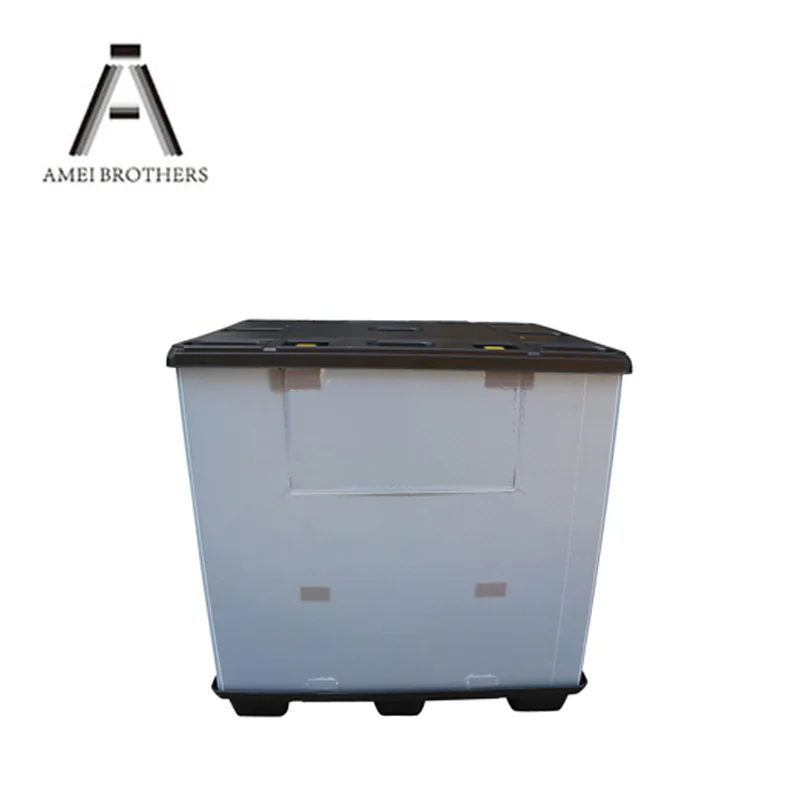 
Transport packaging stackable collapsible heavy duty PP material large foldable plastic pallet box container 
