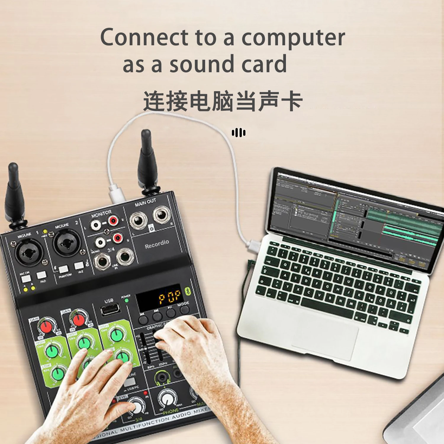 GAX-GT4 высокопроизводительный аудио микшер DJ с беспроводным микрофоном мини-DJ