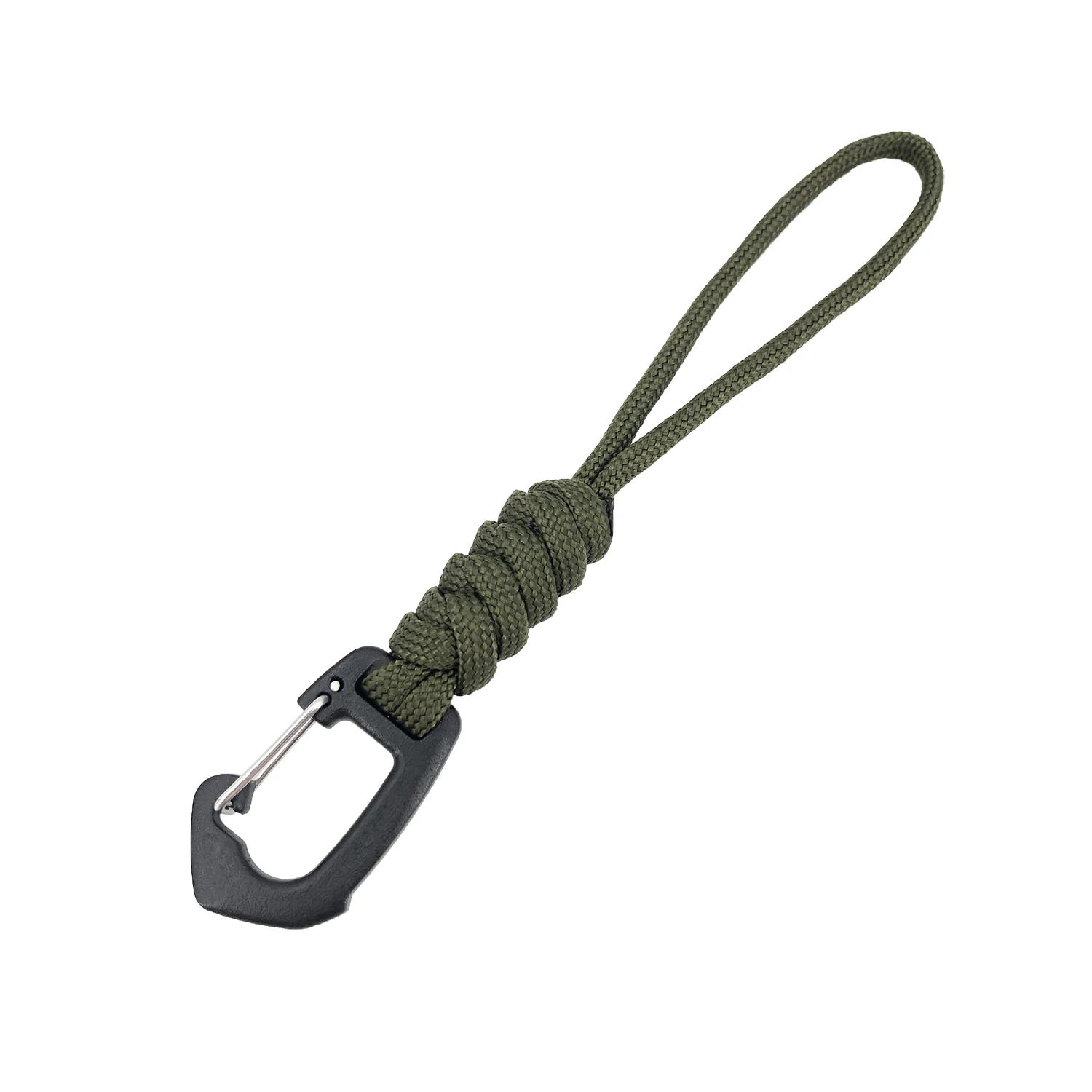 Handmade Paracord Lanyard Wrist Strap with Carabiner Survival Tool for Outdoor Activity