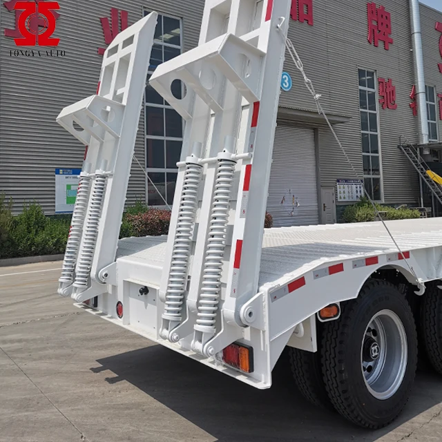 China Manufacture heavy duty 3 axle 60ton low bed truck trailer