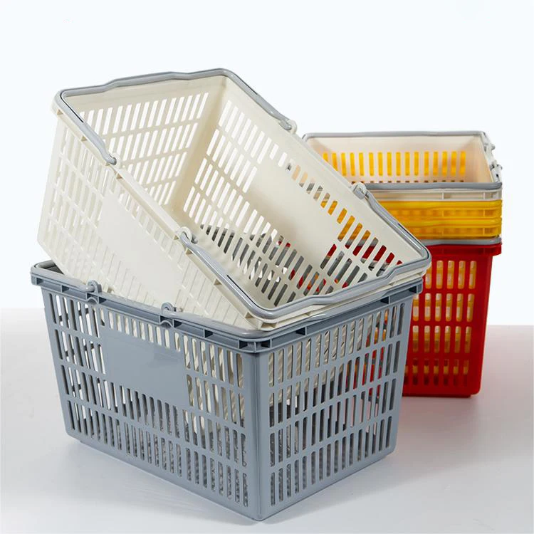 Meicheng 20 L Snack Store Plastic Hand Basket Colorful Handle Basket Convenience Store Shopping Basket For Retail Stores